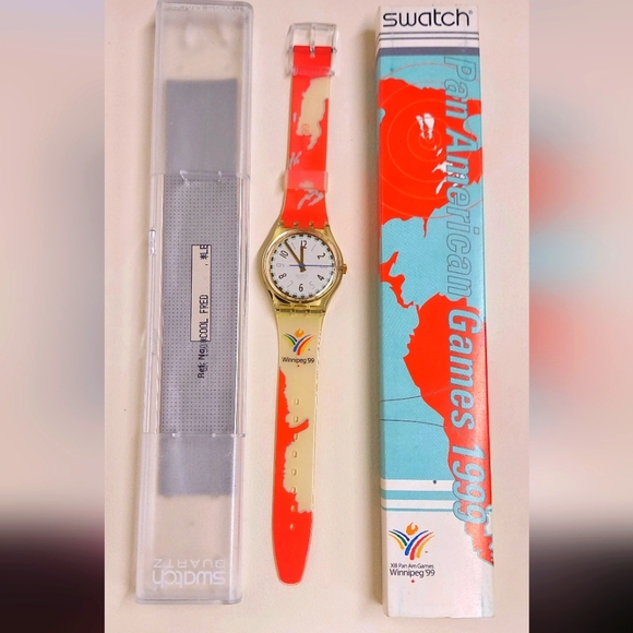 Swatch Watch COOL FRED Pan American Games GK150pack Limited Packaging's NEW - Picture 8 of 9